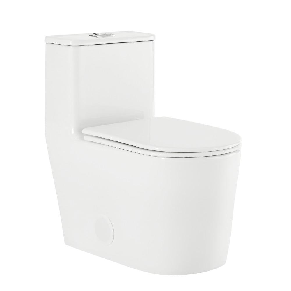 White High Efficiency Dual Flush Elongated One-Piece Toilet