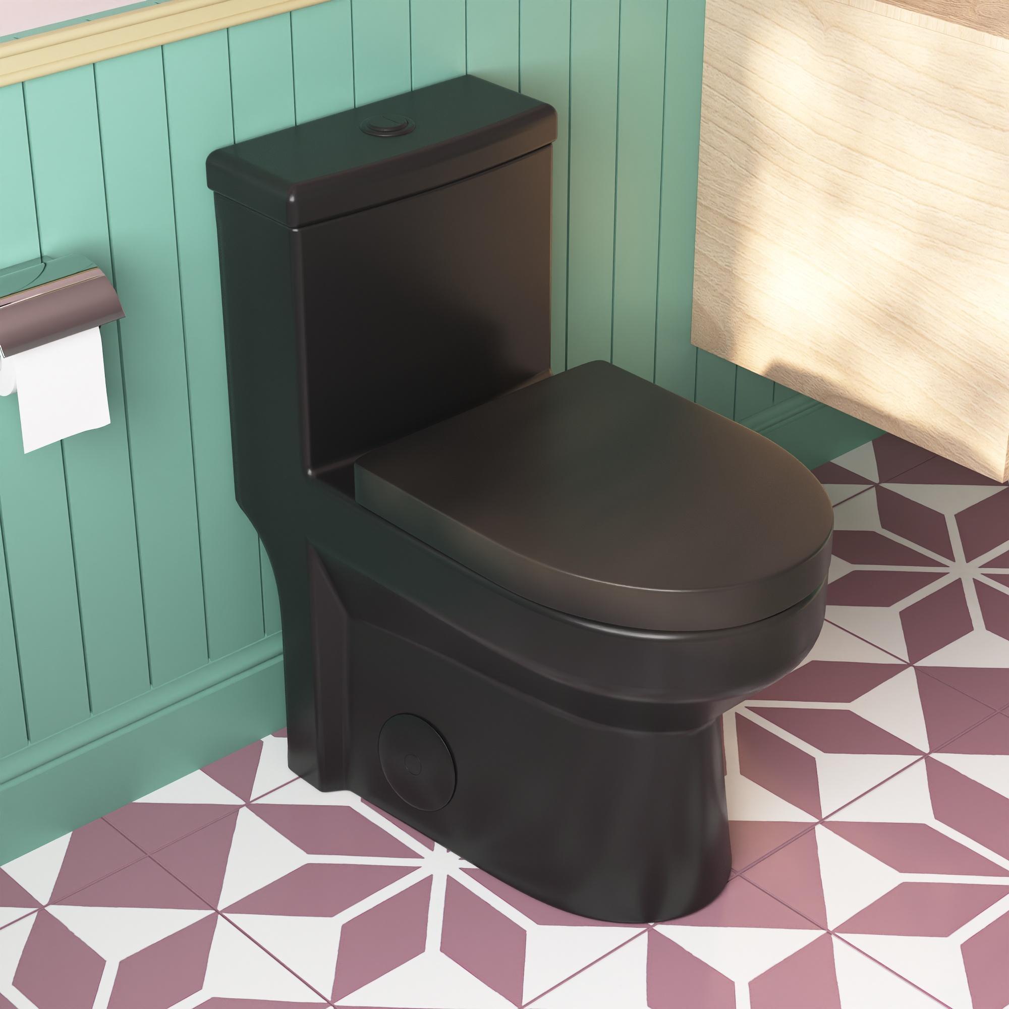 DeerValley Liberty Compact Toilets One-Piece Toilet With High-Efficiency Flush Round Toilet for Space-Saving Floor Mounted (Seat Included)