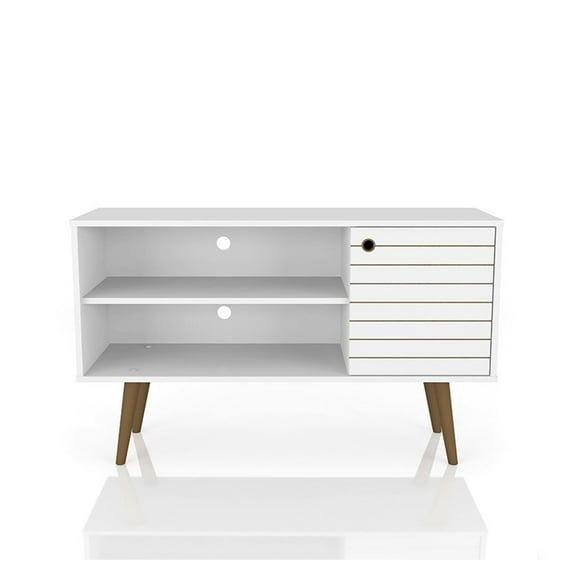 Liberty Mid Century Modern 2 Shelves and 1 Door TV Stand for TVs up to 46" White - Manhattan Comfort