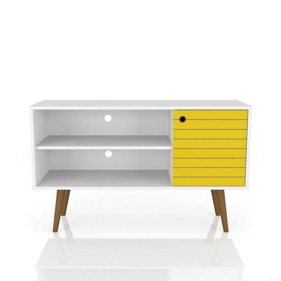 Manhattan Comfort Liberty 42.52" Mid Century Modern TV Stand, White and Yellow
