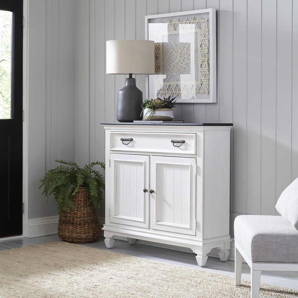 Gray and White Cottage Wood Hall Console with Storage