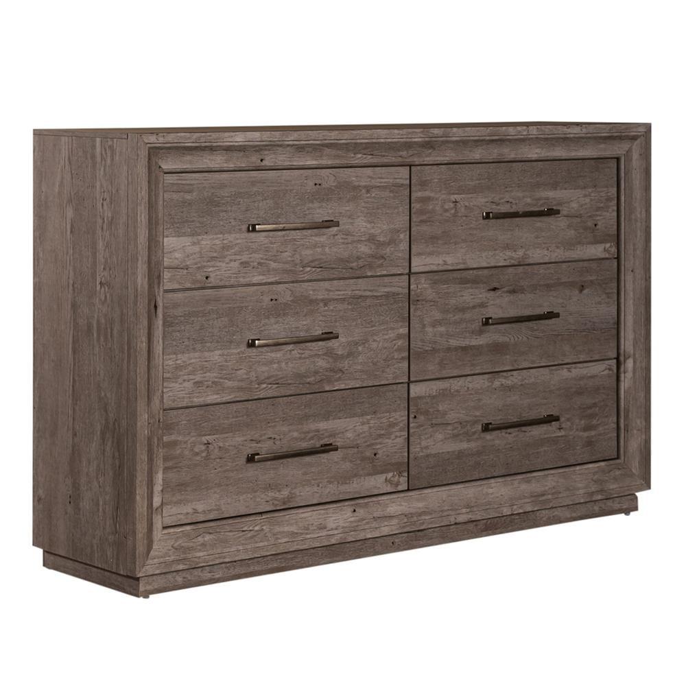 Graystone Transitional 6-Drawer Dresser with Brushed Nickel Hardware