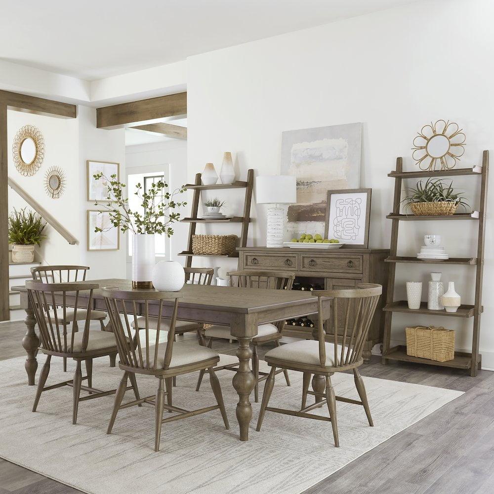 Dusty Taupe 7-Piece Rectangular Dining Set with Upholstered Chairs