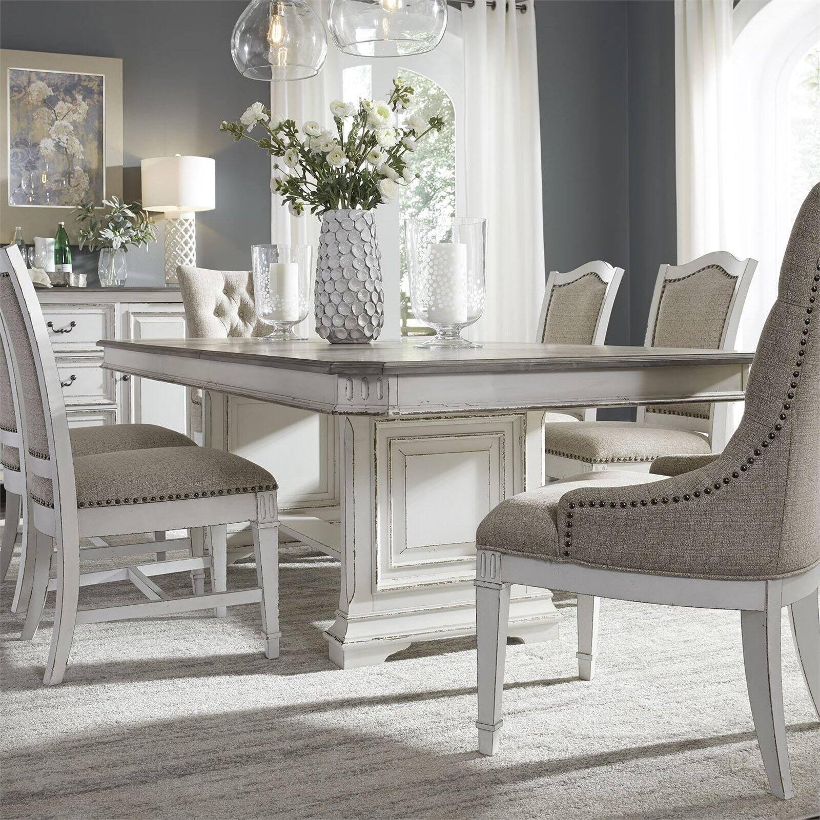 Abbey Park Extendable Brown and White Wood Dining Table