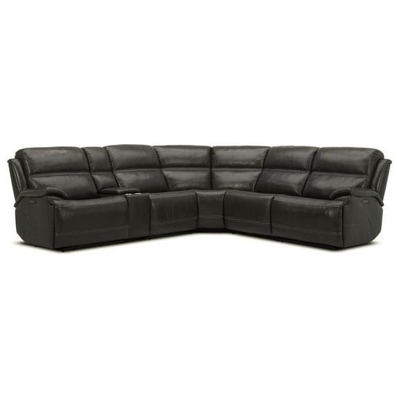 Liberty Furniture Bentley 6-Piece Leather Sectional in Graphite Gray