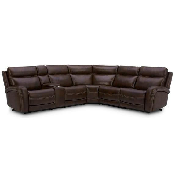 Liberty Furniture Blair 6-Piece Transitional Leather Sectional in Brown