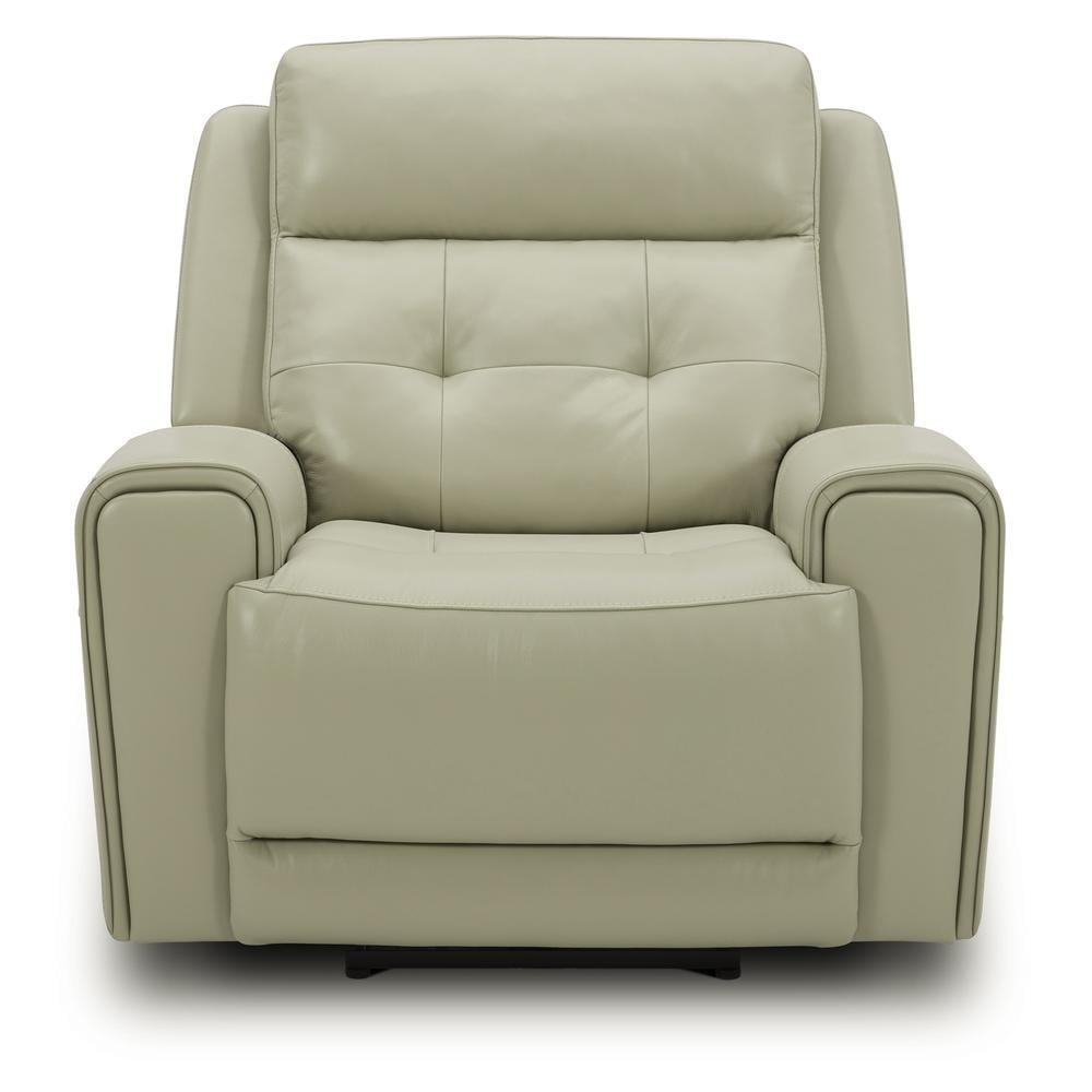 Cream Leather Swivel Recliner with Baja Stone Finish