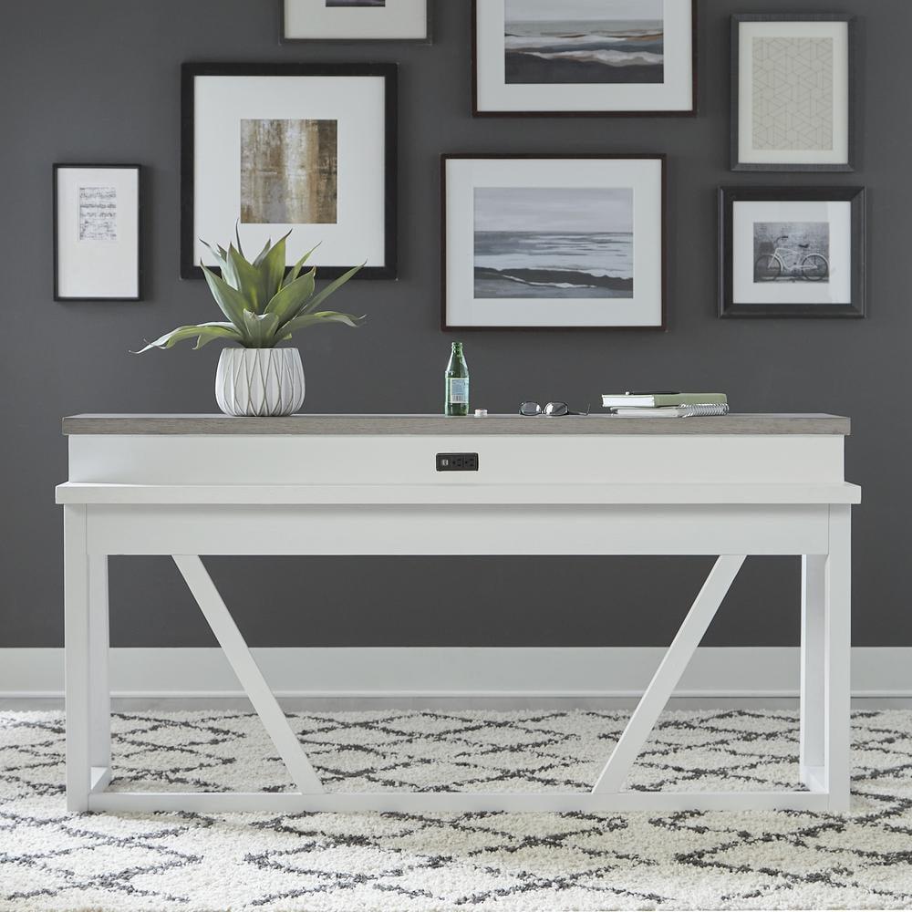 Gray and White Wood Console Bar Table with Storage