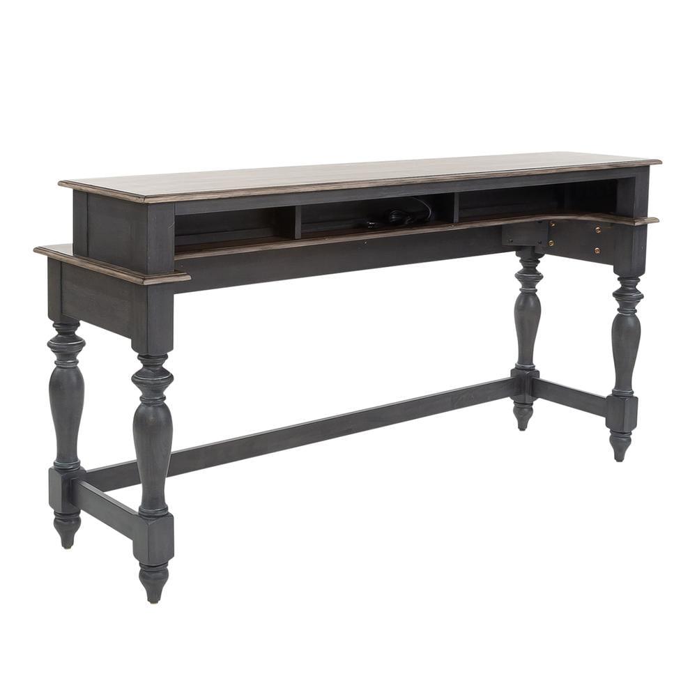 Traditional White Wood Console Bar Table with Storage