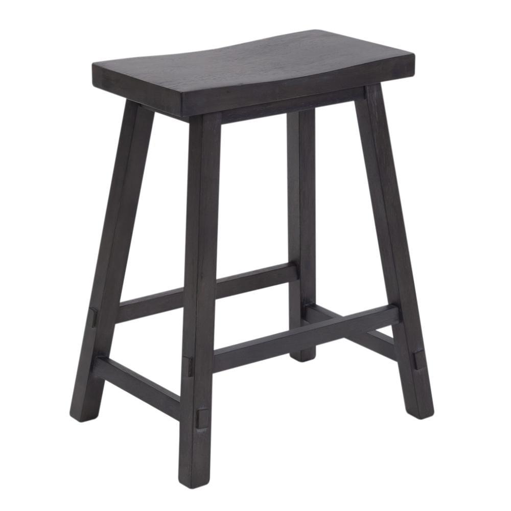 Slate Gray 24-Inch Backless Wood Swivel Counter Stool