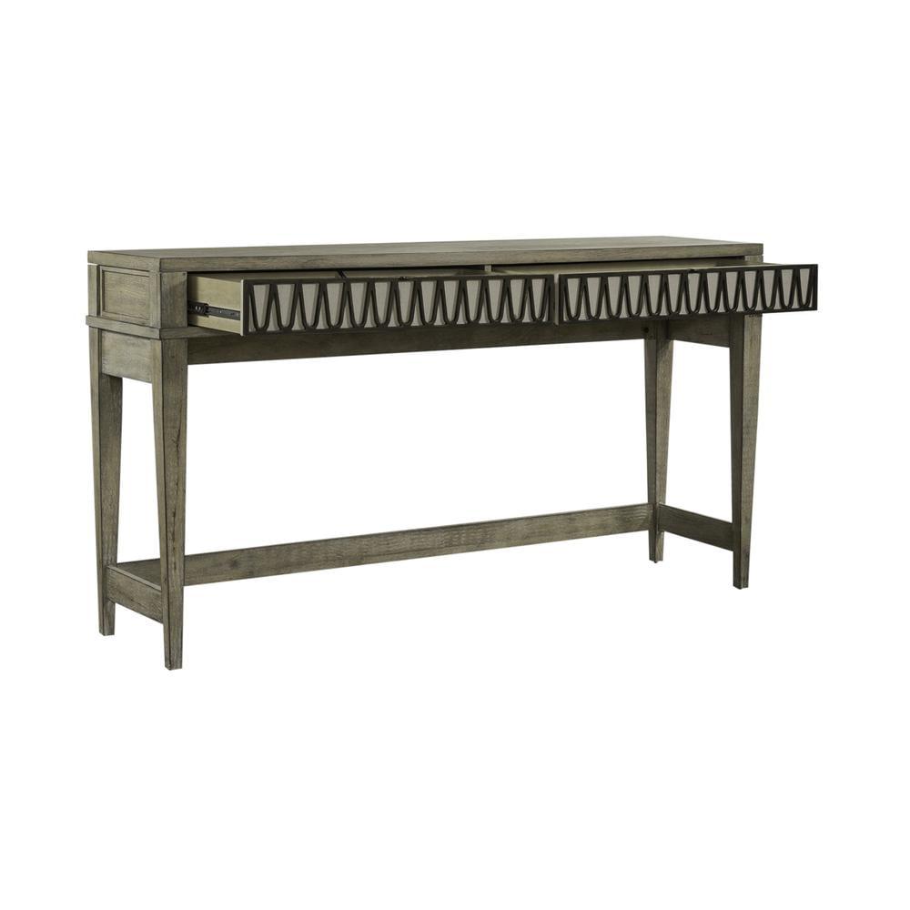 Devonshire Weathered Sandstone Wood Console Bar Table with Storage