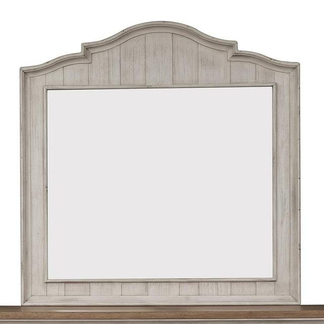 Liberty Furniture Farmhouse Reimagined Mirror in Antique White w/ Chestnut Top