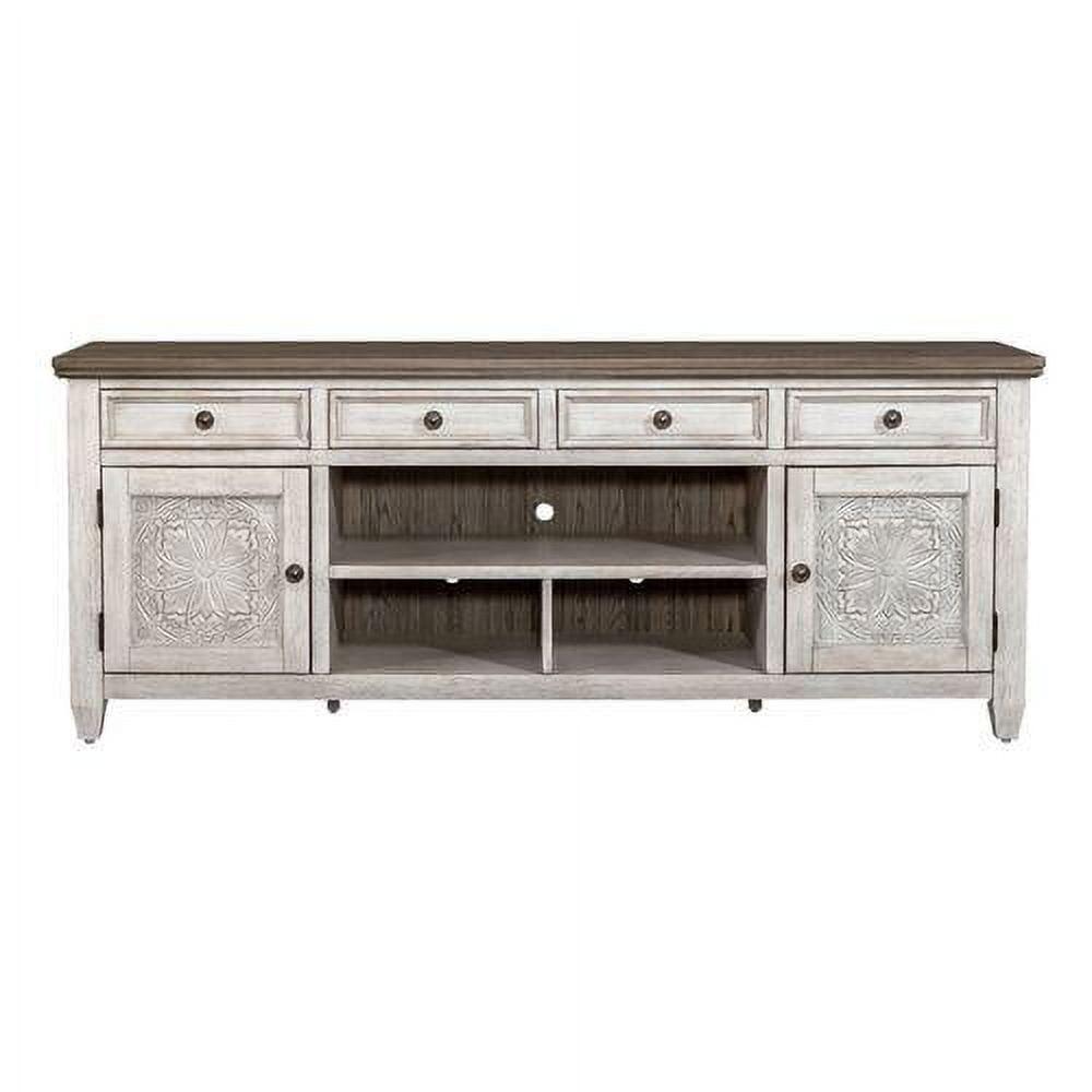 Heartland 76" White Transitional TV Console with Cabinet