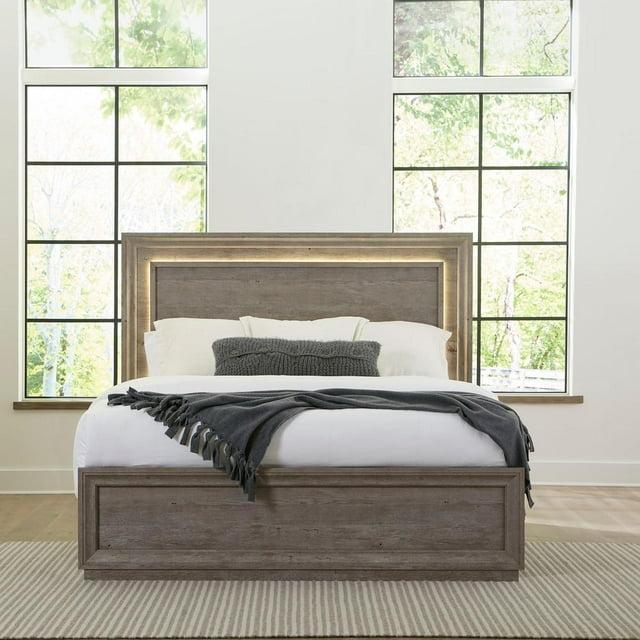 Liberty Furniture Horizons Contemporary Wood Queen Panel Bed in Graystone