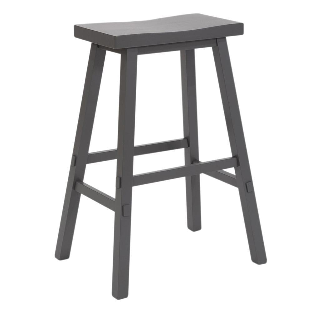 Traditional Gray Rubberwood Counter Stool 30" Height