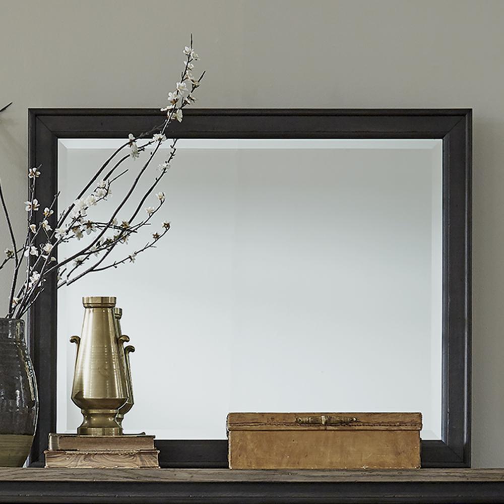 Traditional Black Rectangular Wood Landscape Mirror