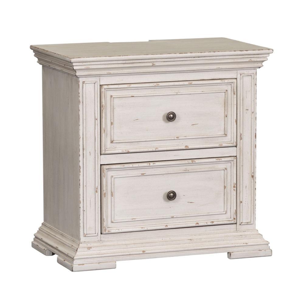 Whitestone Distressed 2-Drawer Nightstand with Charging Station