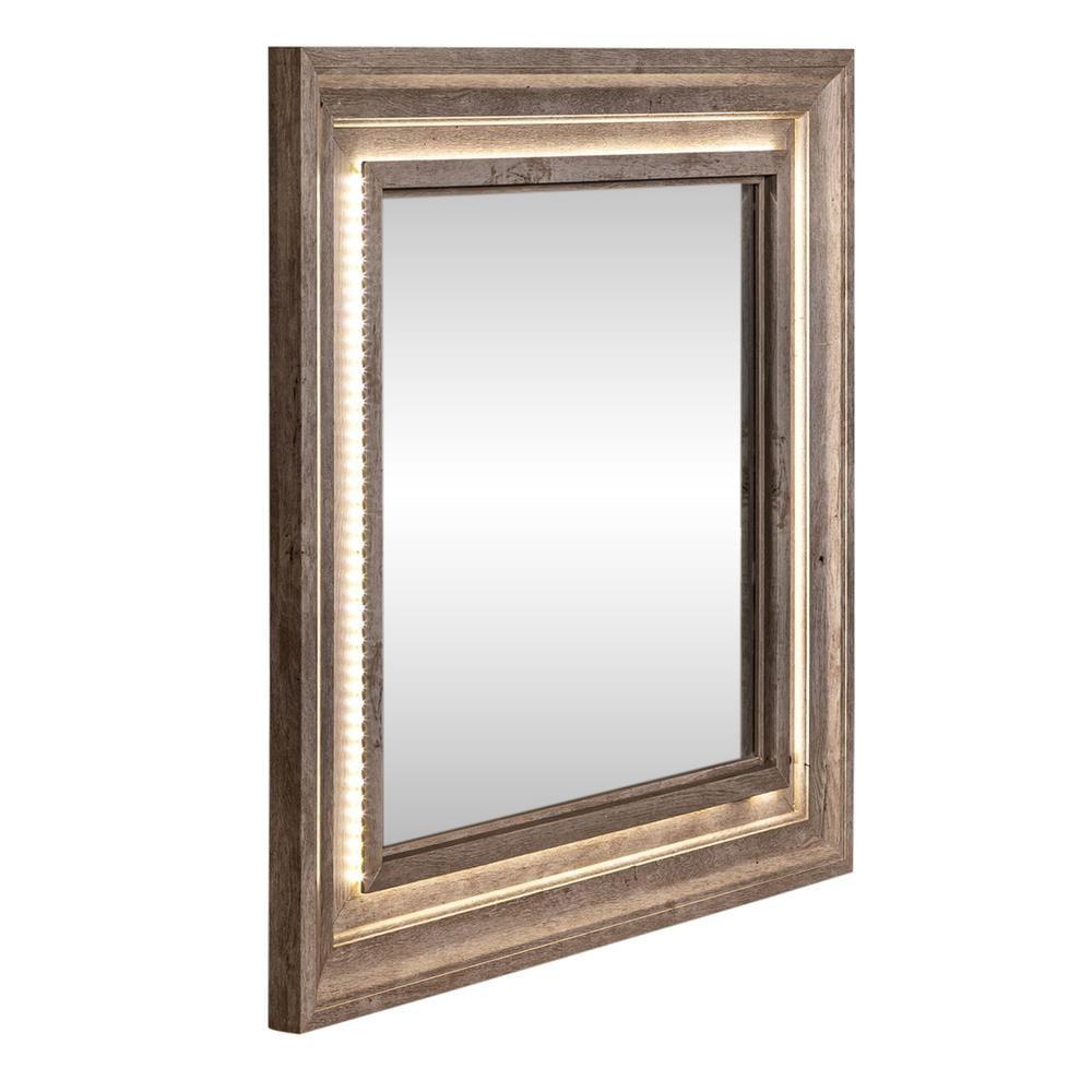 Graystone Transitional Wood Lighted Landscape Mirror