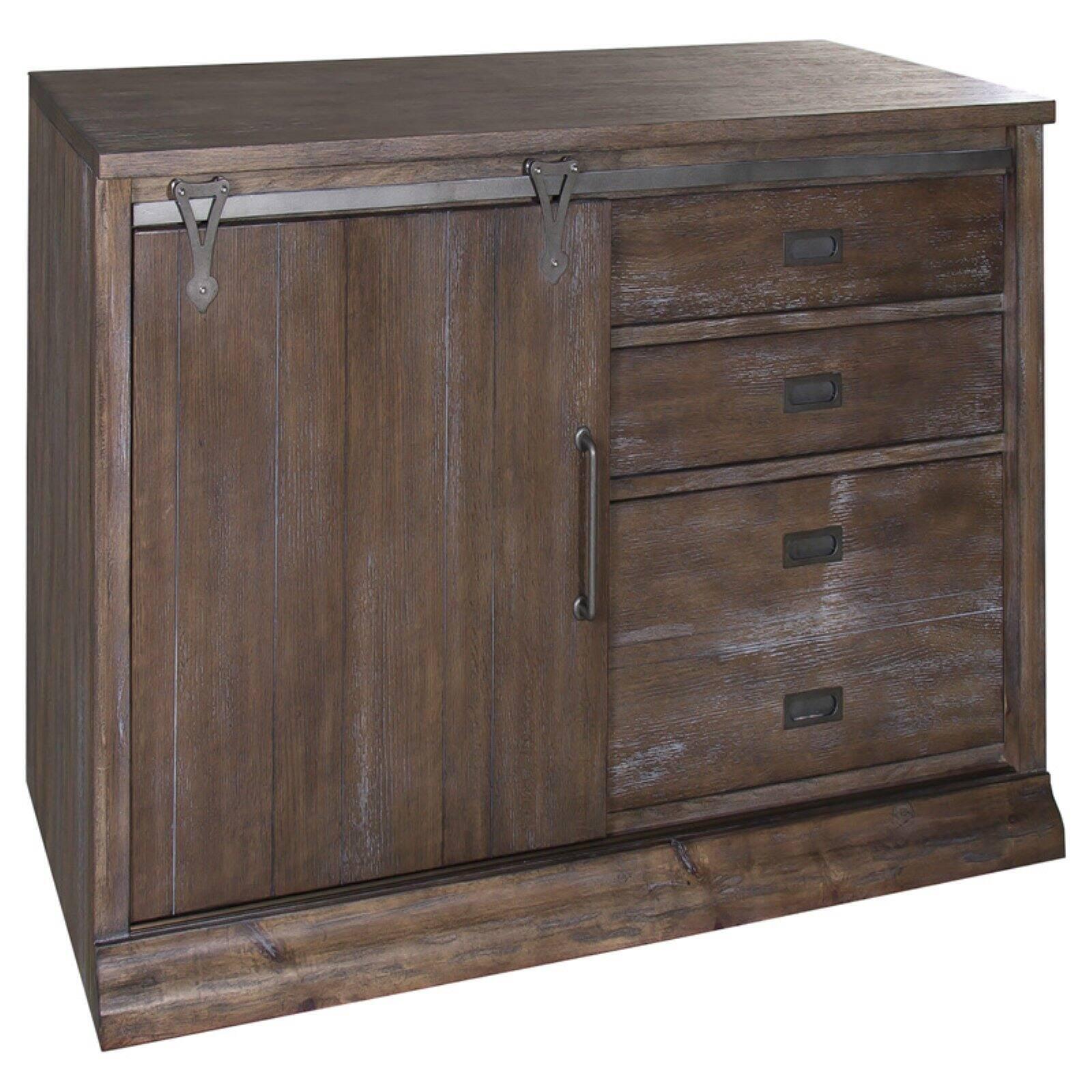 Saddle Brown Poplar and White Oak 54" Executive Desk with Hutch