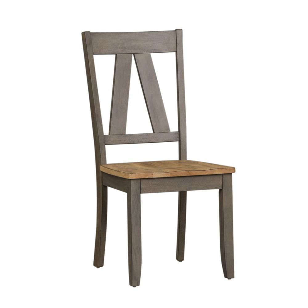 Vintage Gray and Sandstone Slat Back Side Chair