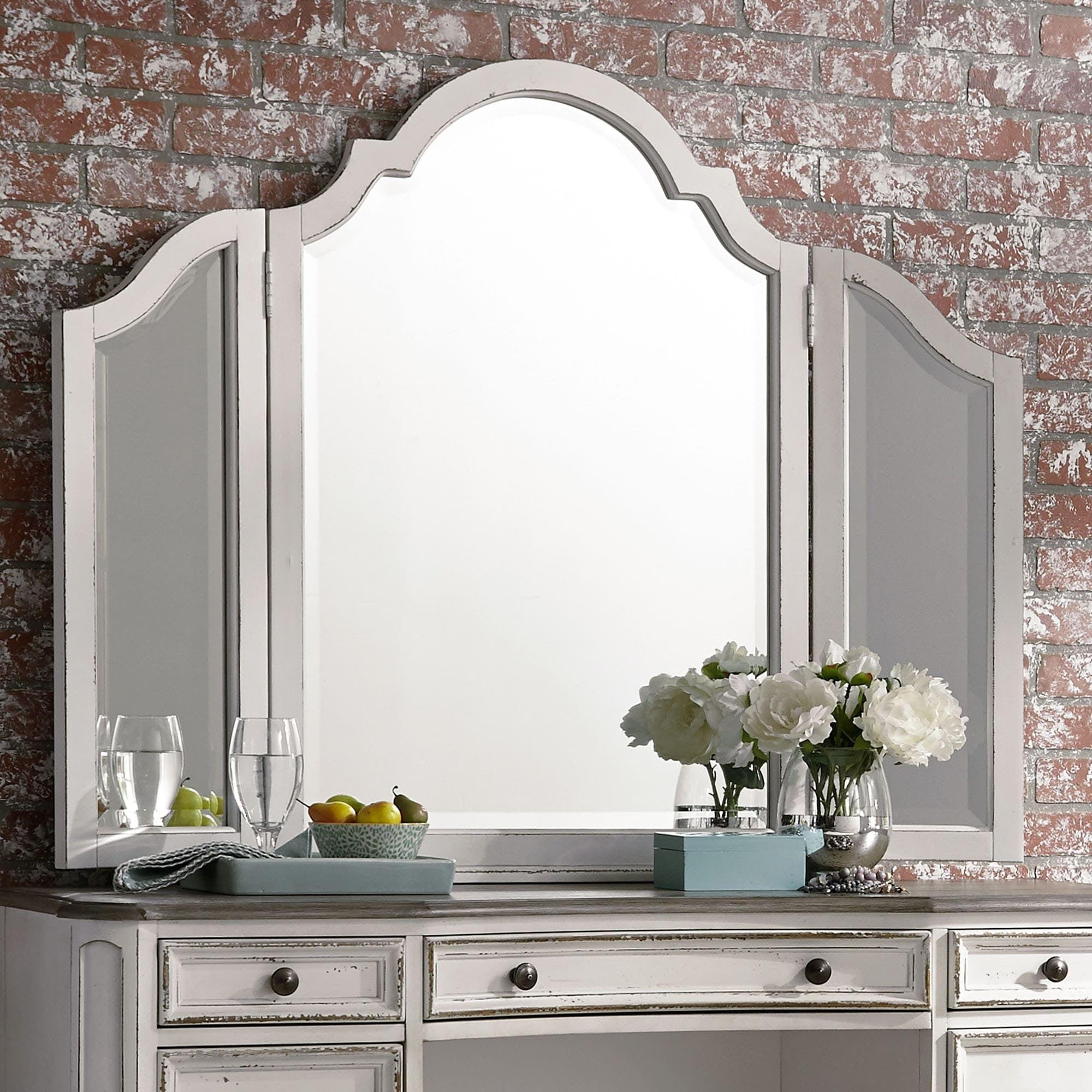 Liberty Furniture Industries Magnolia Manor Tri-Fold Vanity Mirror - Antique White