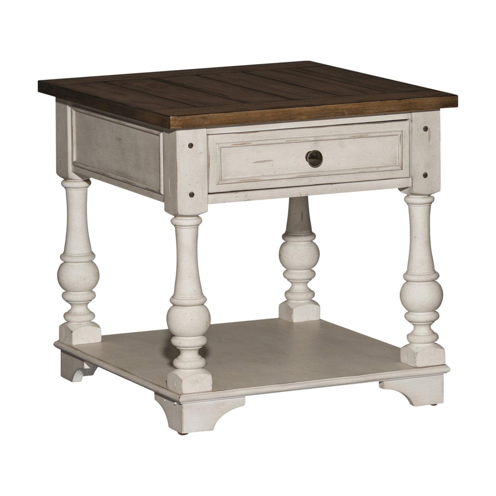 Morgan Creek Antique White and Tobacco 24'' Traditional End Table with Storage