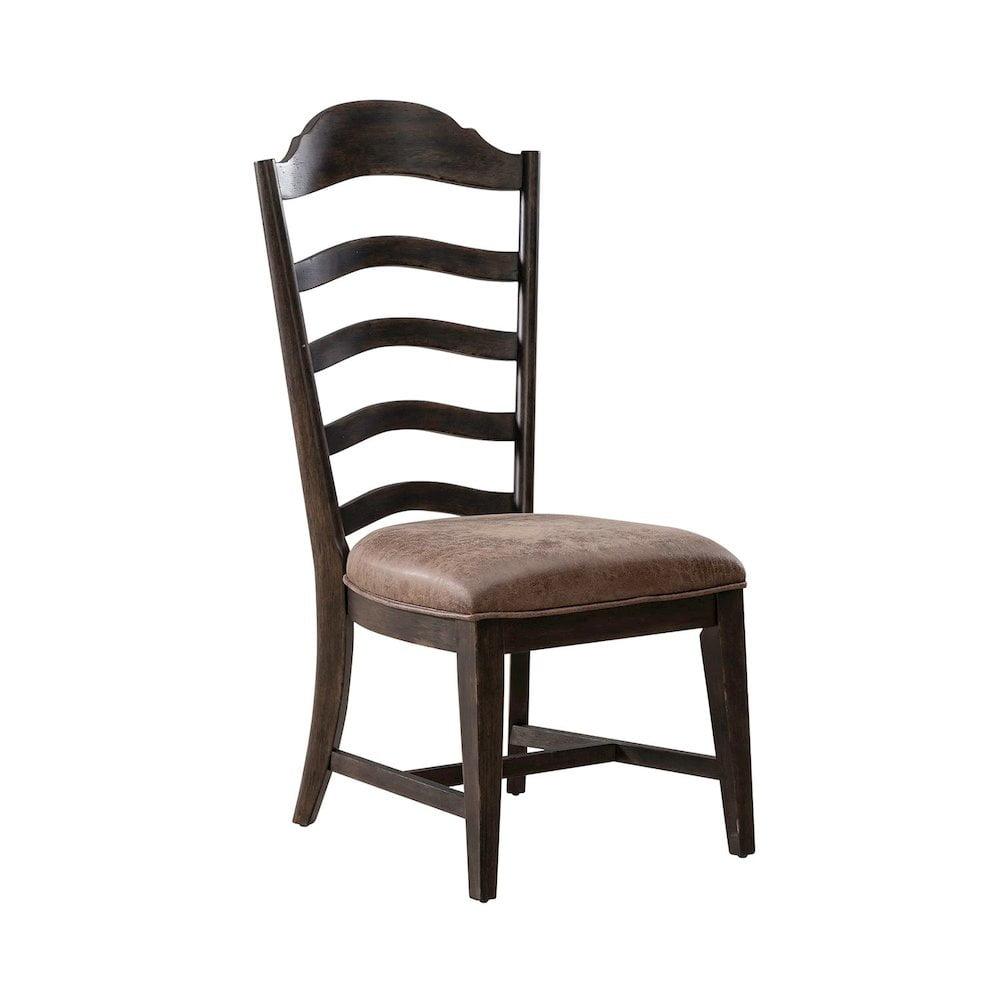 Brown Upholstered Ladderback Wood Side Chair Set