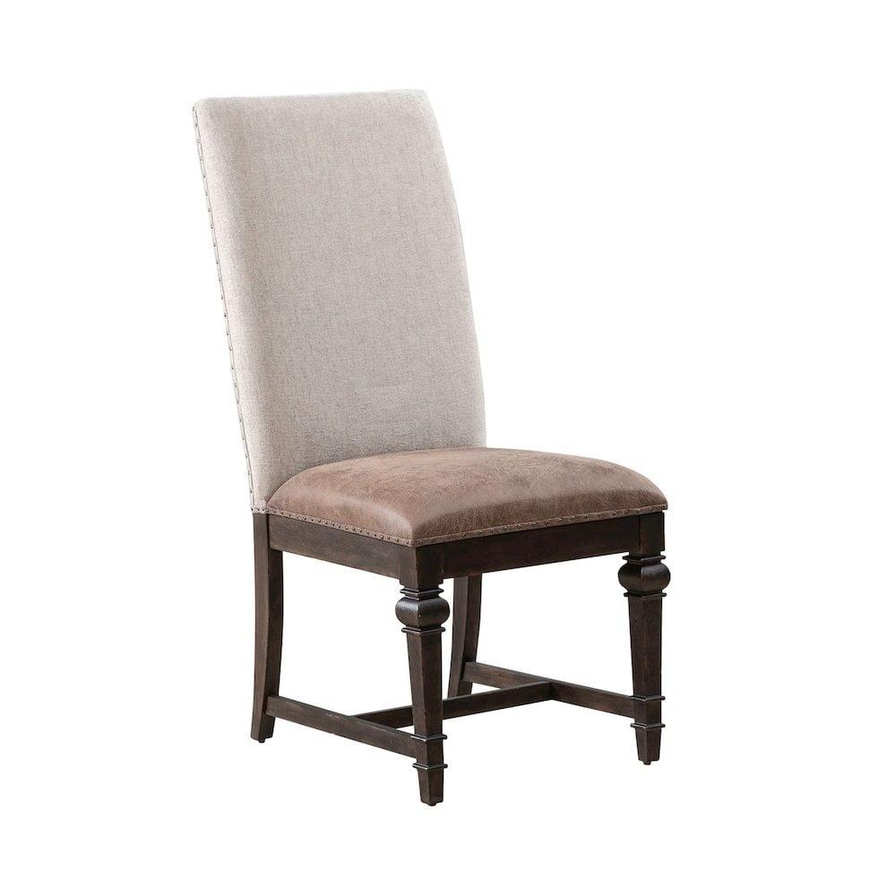 Saddle Brown Faux Leather Upholstered Ladderback Side Chair