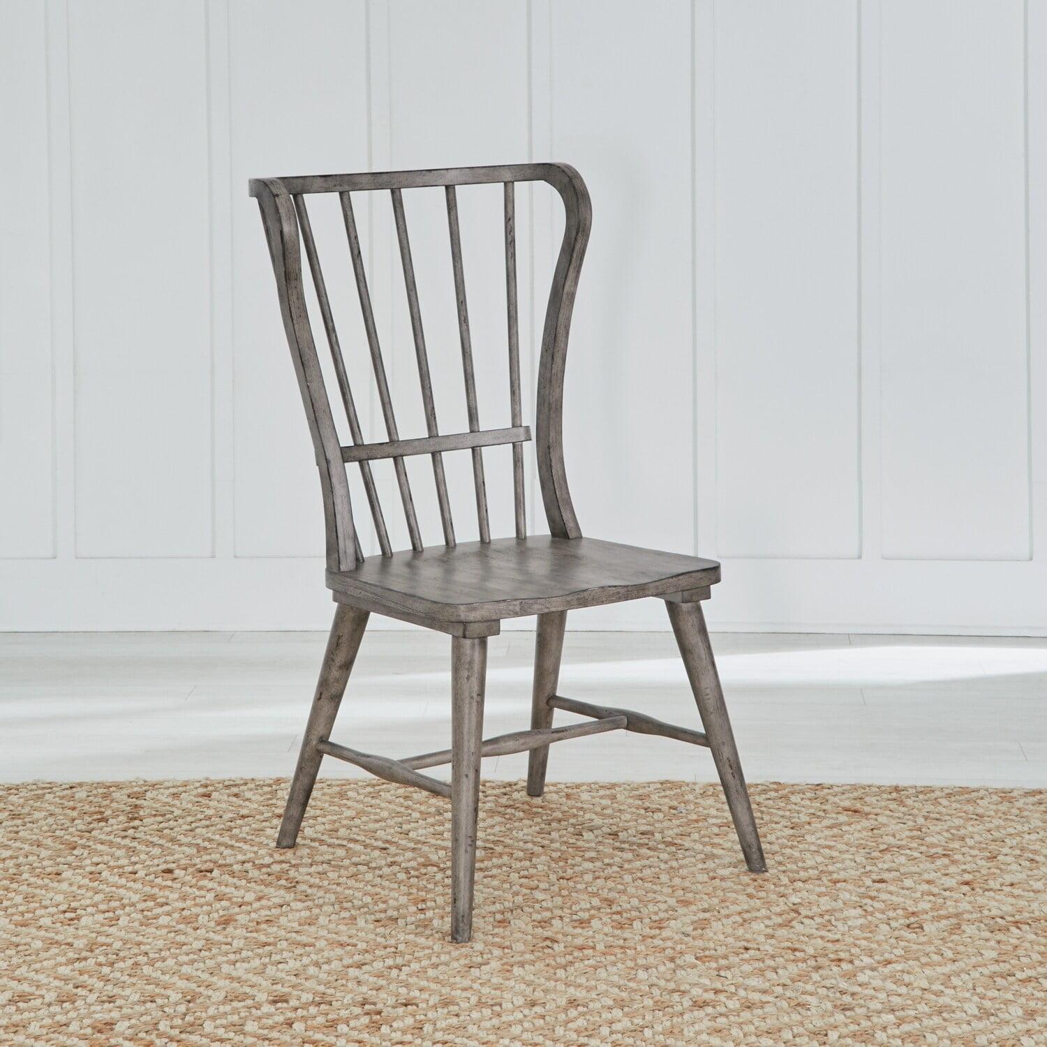 Gray Pine Windsor Slat Back Side Chair