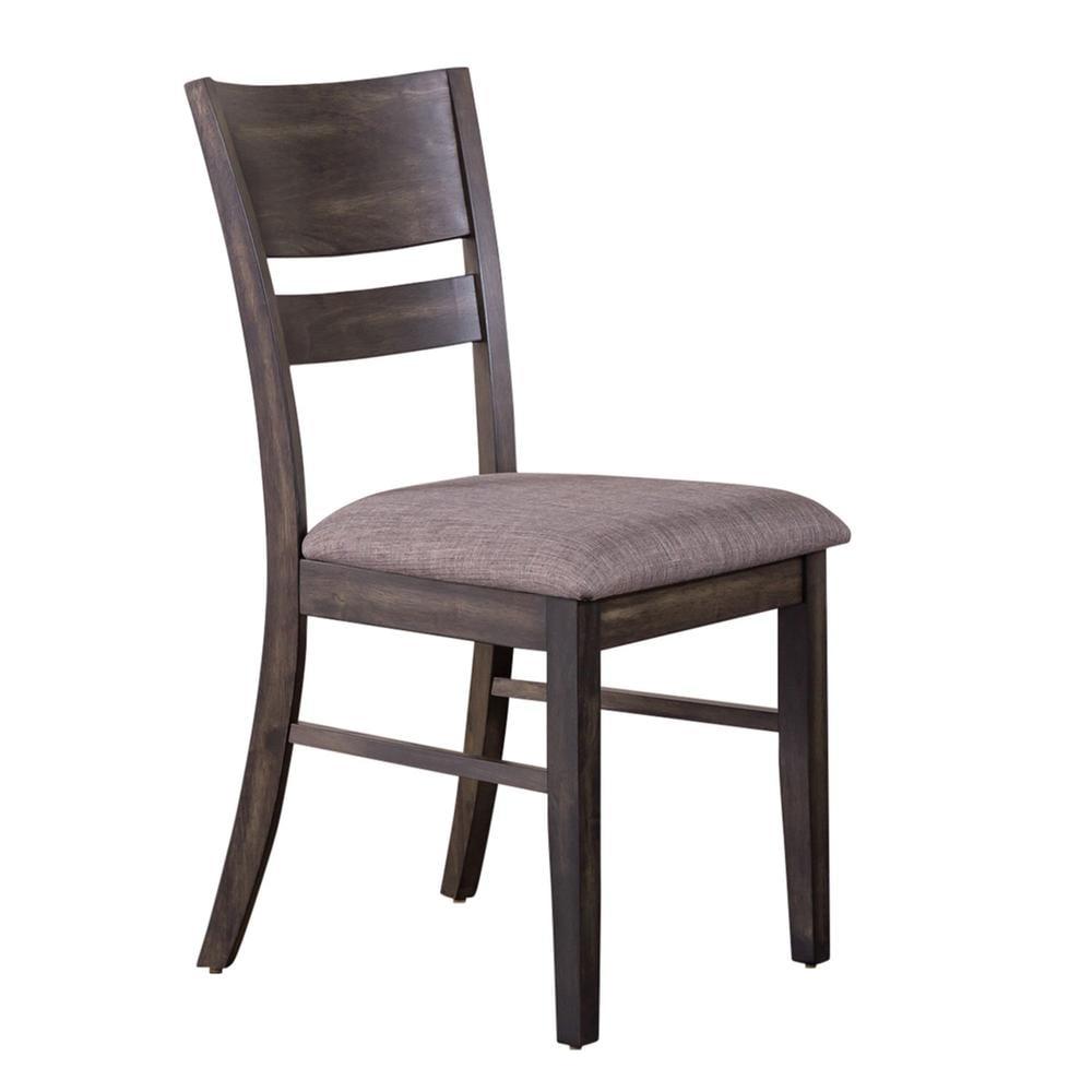 Harbor Gray Linen Upholstered Side Chair with Dark Umber Wood