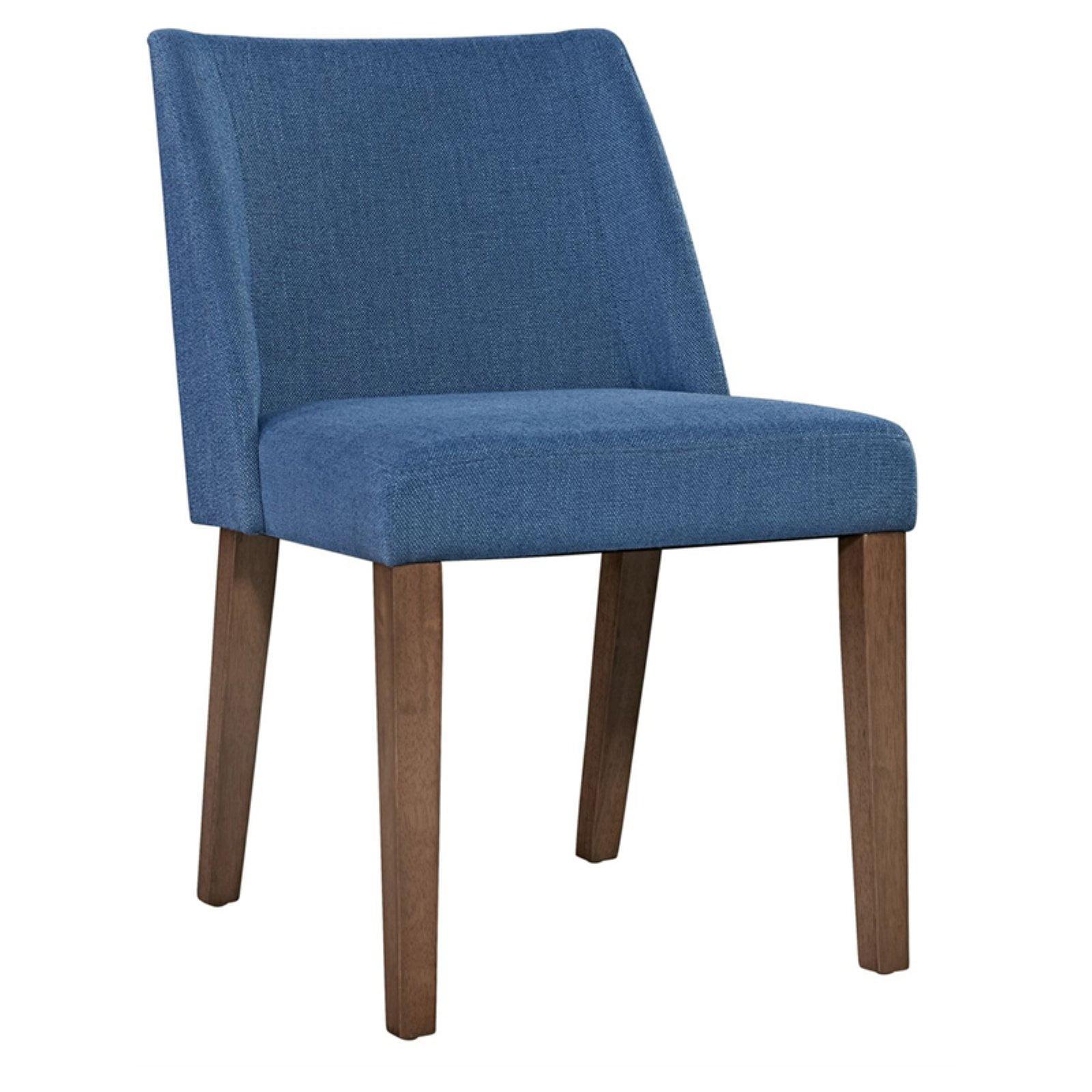 Mid-Century Blue Jean Denim Upholstered Dining Chair