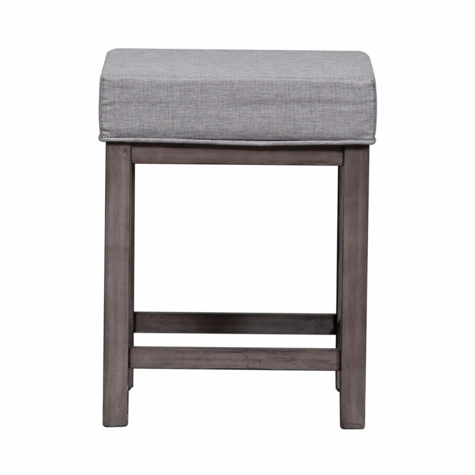 Gray Upholstered Backless Wood Counter Stool Set