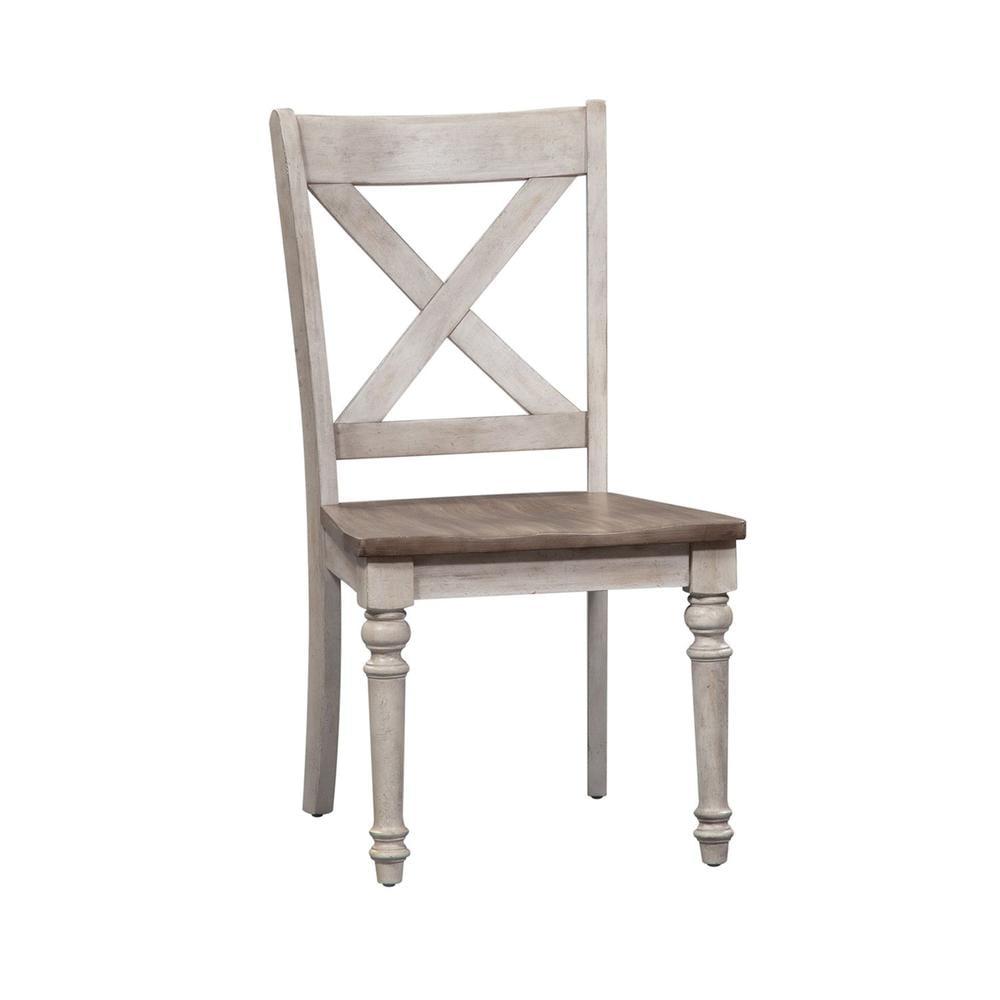 Cottage Lane Antique White and Weathered Gray X-Back Side Chair