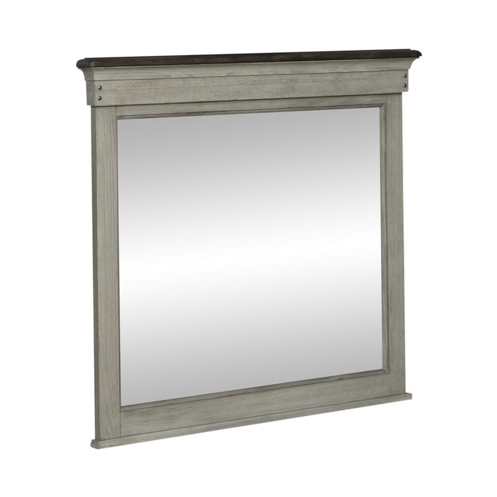 Cream Transitional Rectangular Wood Landscape Mirror