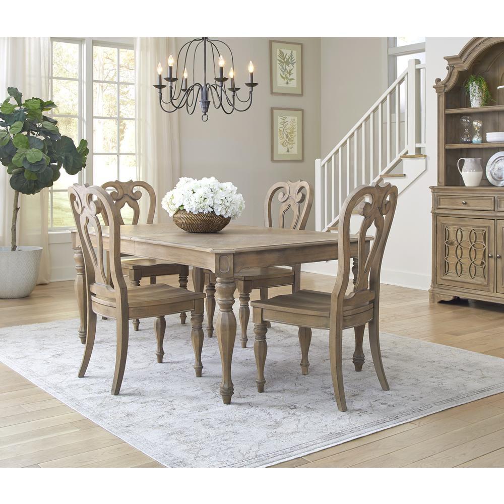 Weathered Bisque 5-Piece Rectangular Dining Table Set with Splat Back Chairs