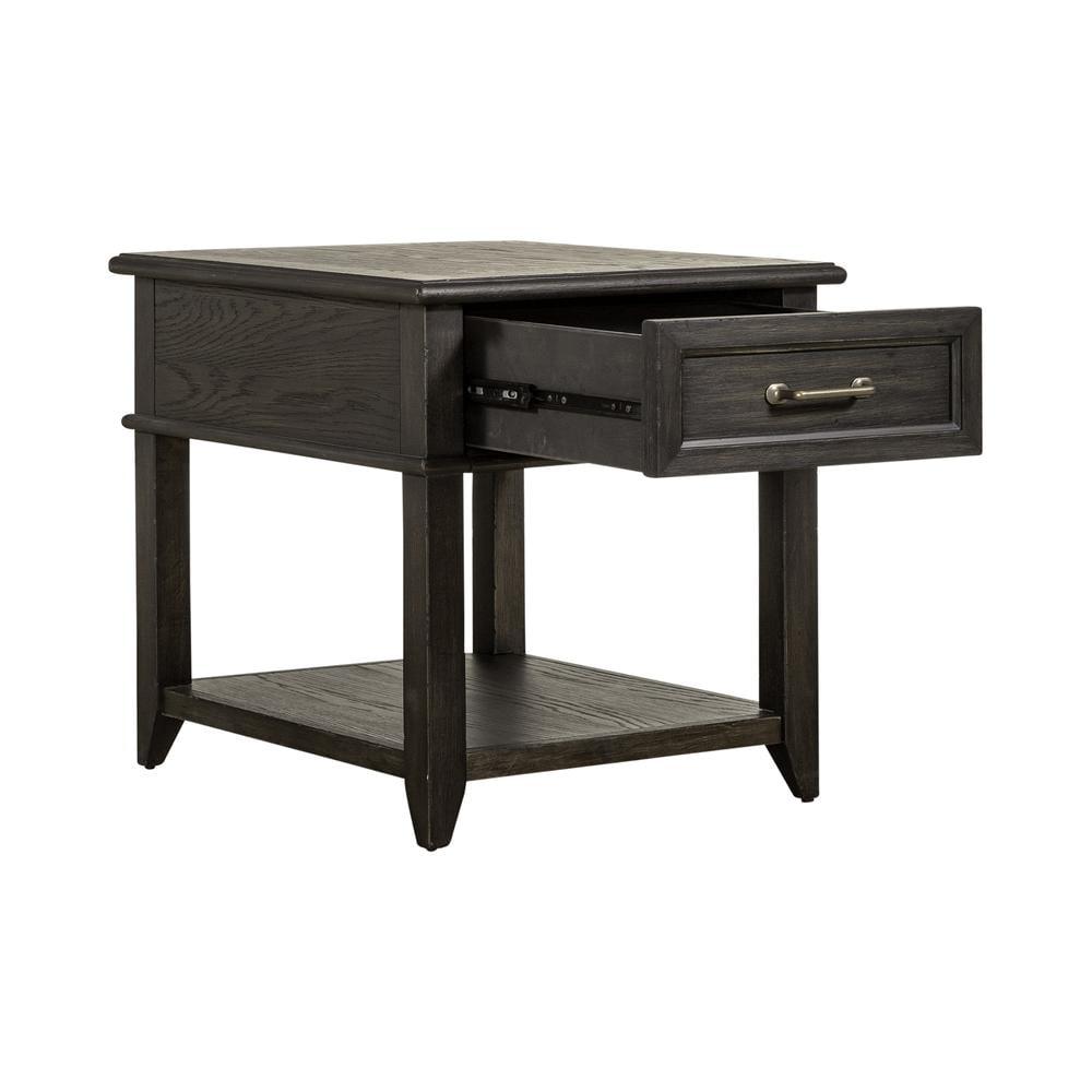 Peppercorn Espresso Transitional Wood and Metal End Table with Storage