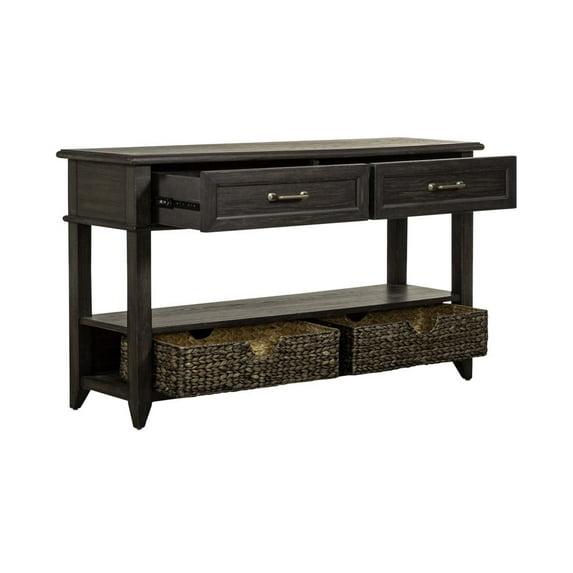 Liberty Furniture Mill Creek 2-Drawer Wood Sofa Table in Peppercorn Espresso