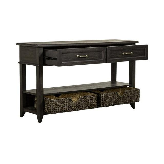 Liberty Furniture Mill Creek 2-Drawer Wood Sofa Table in Peppercorn Espresso