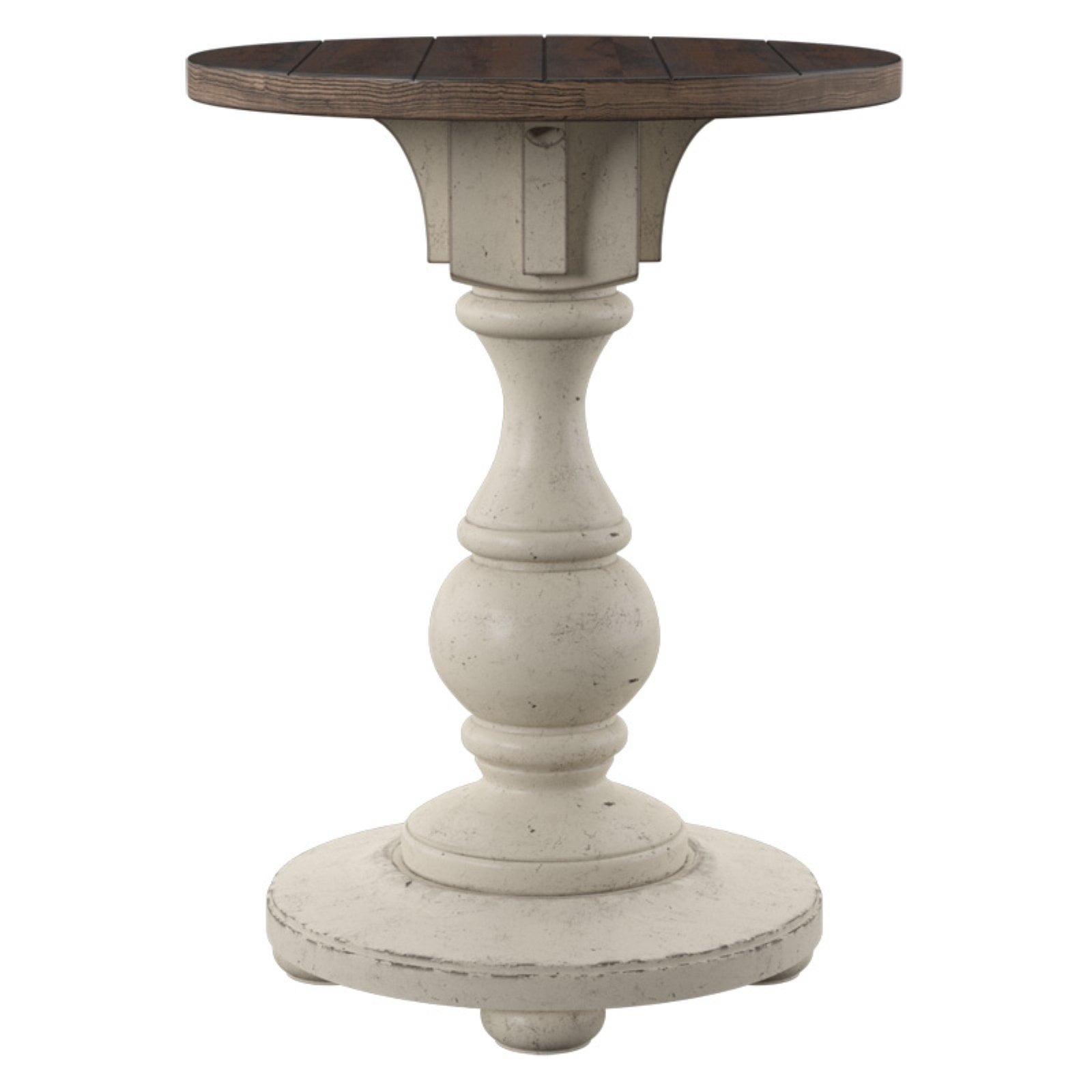 Morgan Creek Antique White Round Chairside Table with Storage