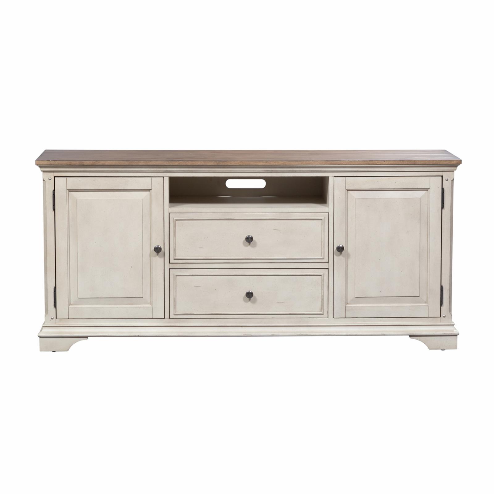 Traditional White 66-Inch TV Console with Cabinets and Drawers