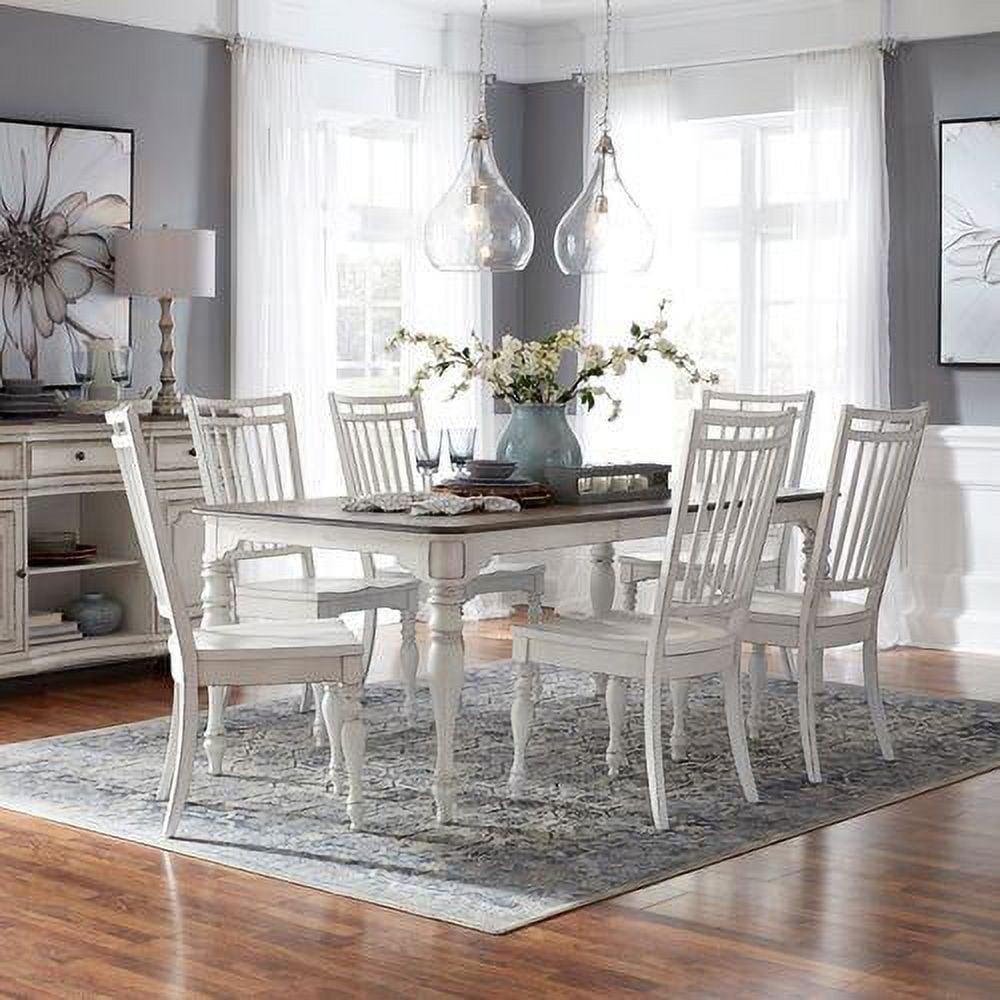 Antique White 7-Piece Dining Set with Spindle Back Chairs