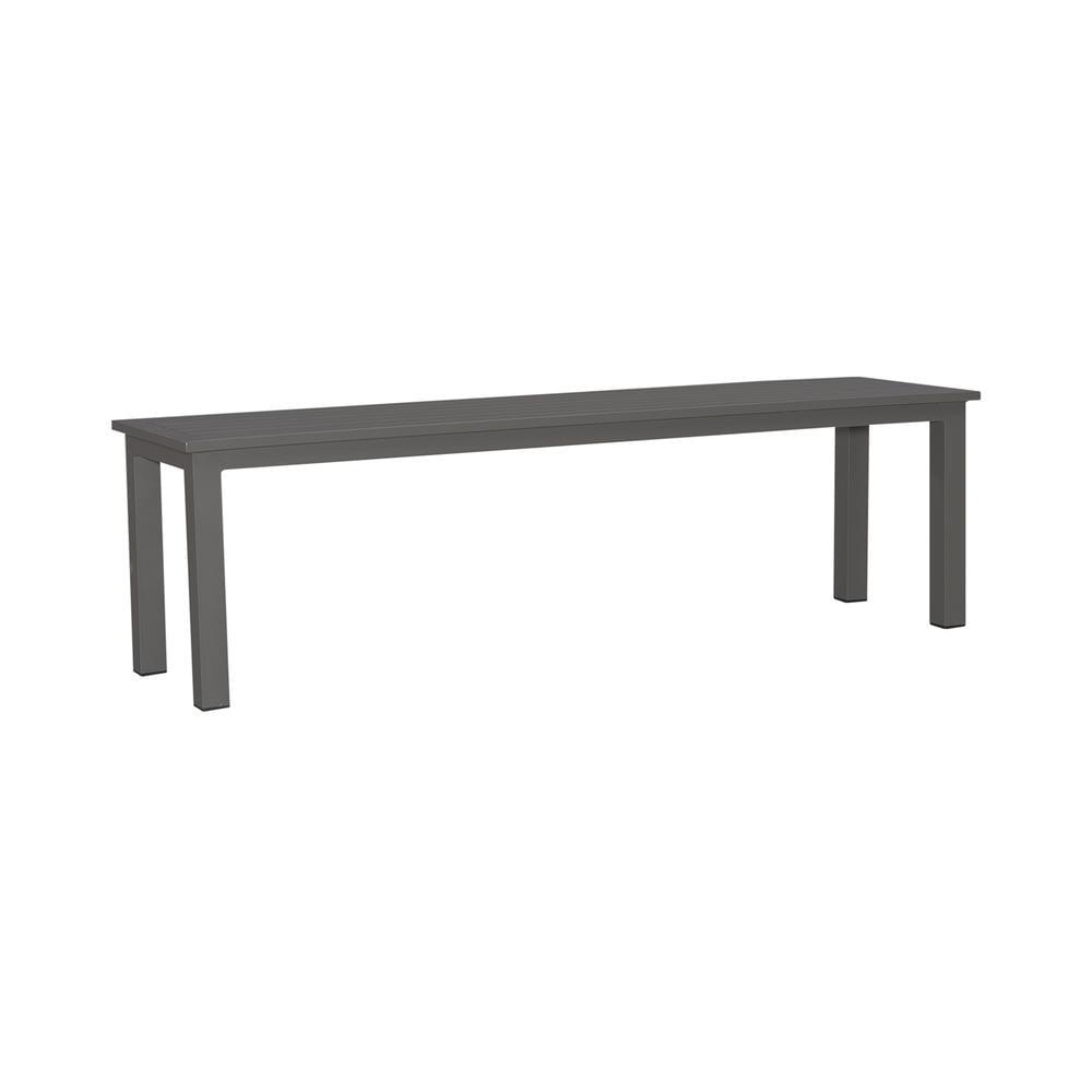 Granite Gray Aluminum Outdoor Dining Bench with Slatted Seat