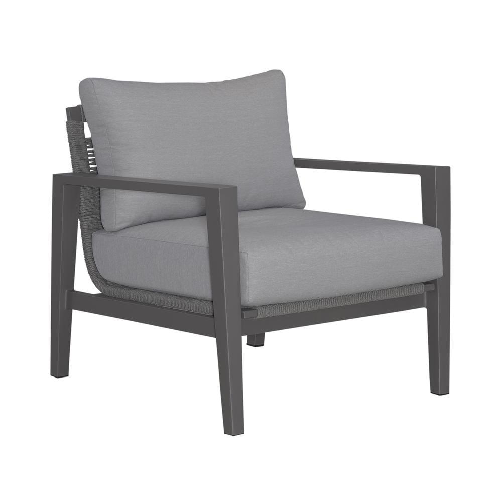 Gray Granite Aluminum Club Chair with Polyester Rope