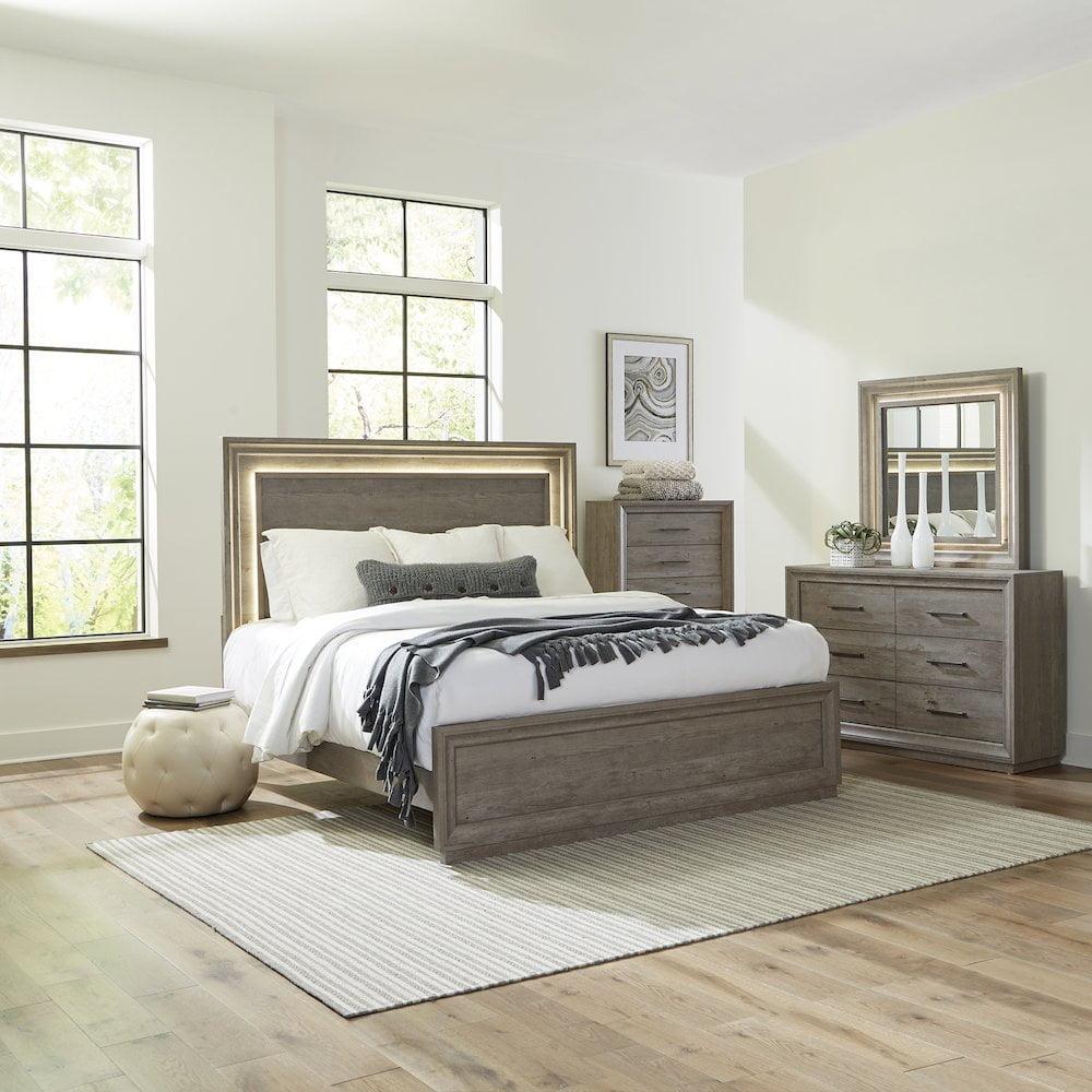 Greystone 4-Piece Queen Panel Bed Set with Dresser, Mirror, and Chest