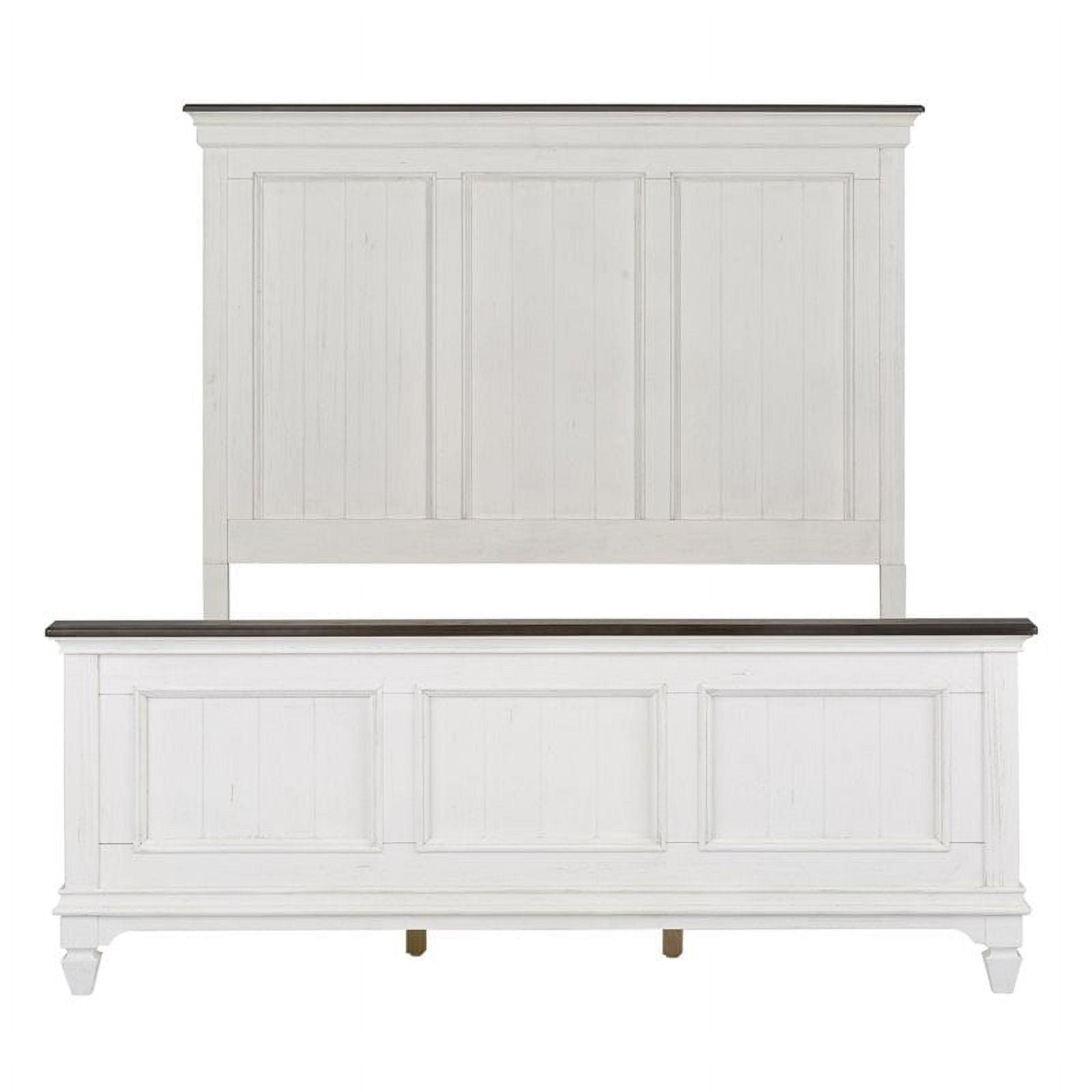 Queen White Pine Panel Bed with Storage Drawer