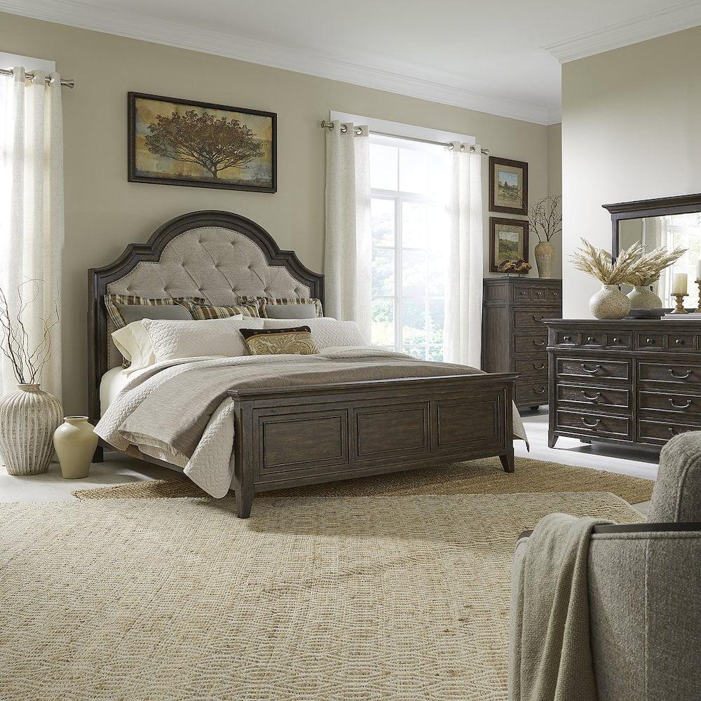 Paradise Valley Dark Brown Queen Upholstered Bed Set