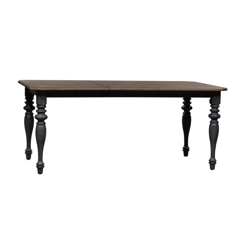 Slate and Weathered Pine Extendable Dining Table with Turned Legs