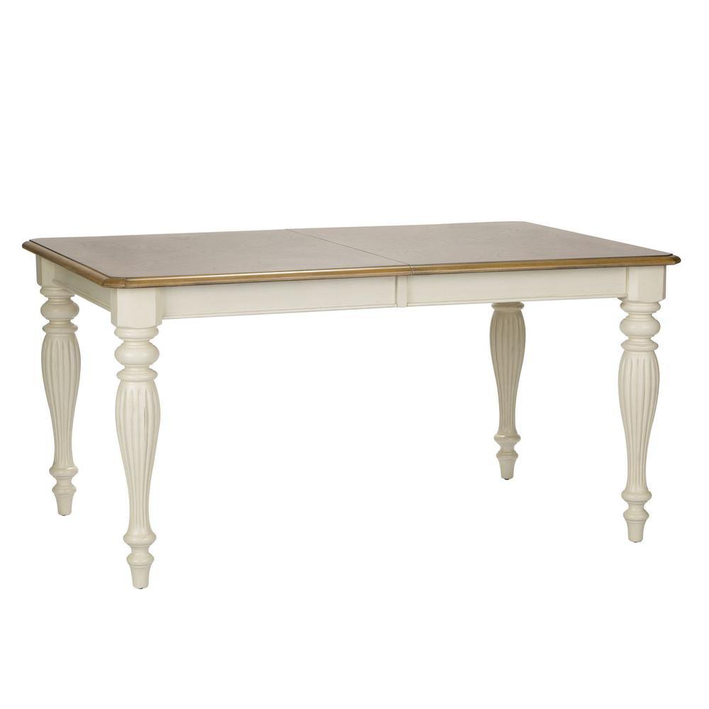 White and Nutmeg Extendable Rectangular Wood Dining Table