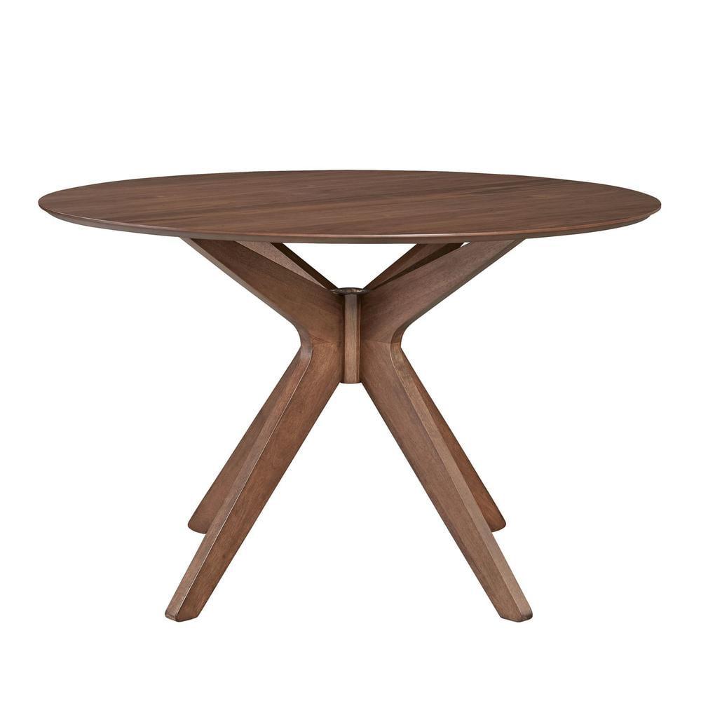 Satin Walnut Round Wood Pedestal Dining Table