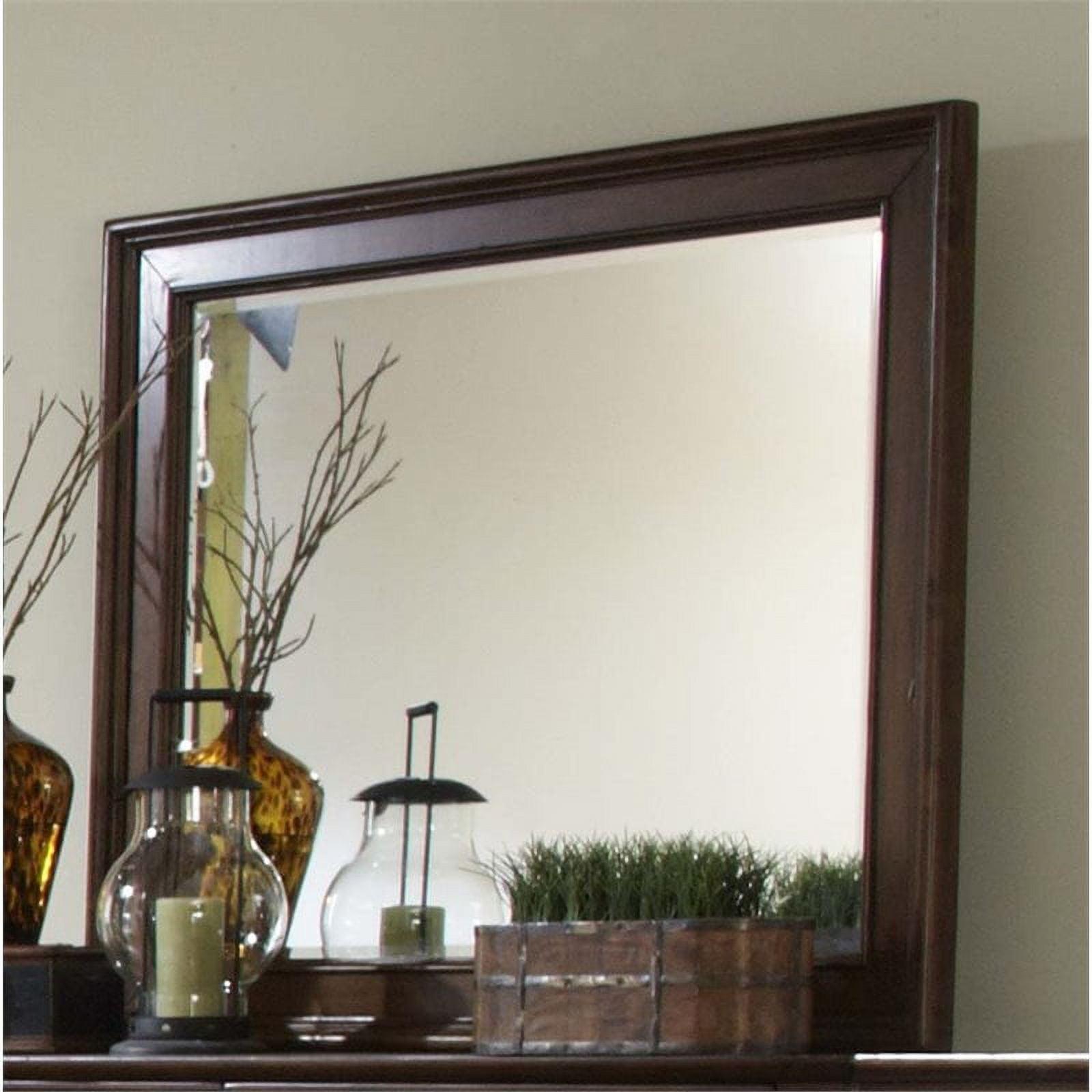 Rustic Cherry Rectangular Wood Landscape Mirror